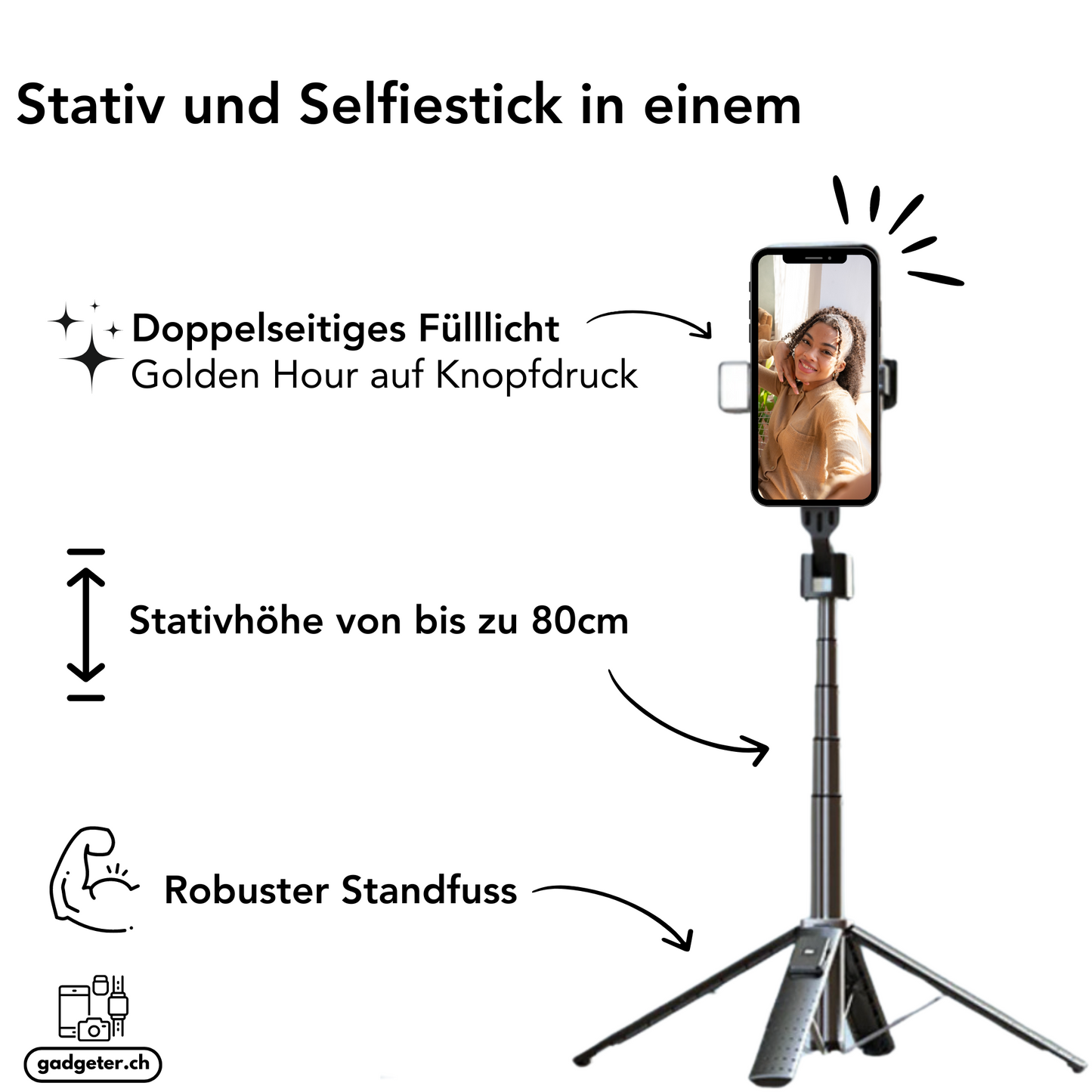 2in1 Bluetooth LED Selfie-Stick/Stativ