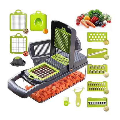 NinjaSlicer™ - 14in1 Multifunktions Zerkleiner mit austauschbaren Messereinsätzen & Auffangbehälter